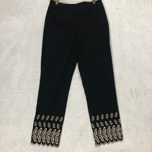 INC Black‎ Dress Pants Embroidered Hem Ankle Casual Career Size 4P